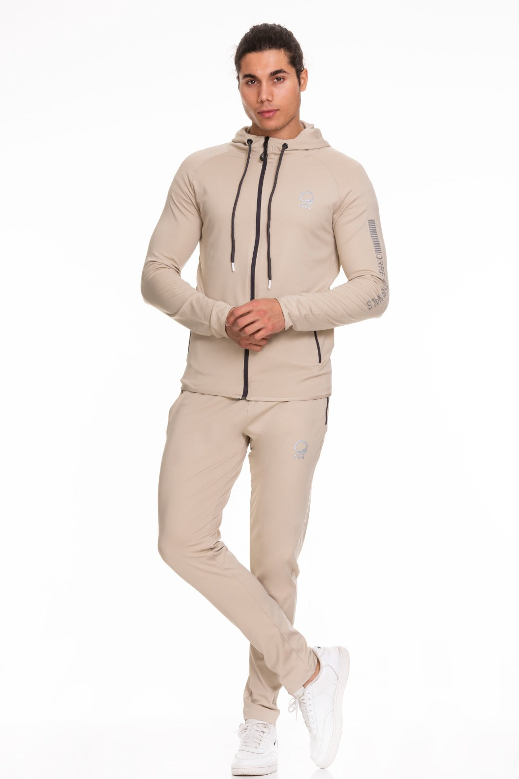 Beige hoodie set hot sale