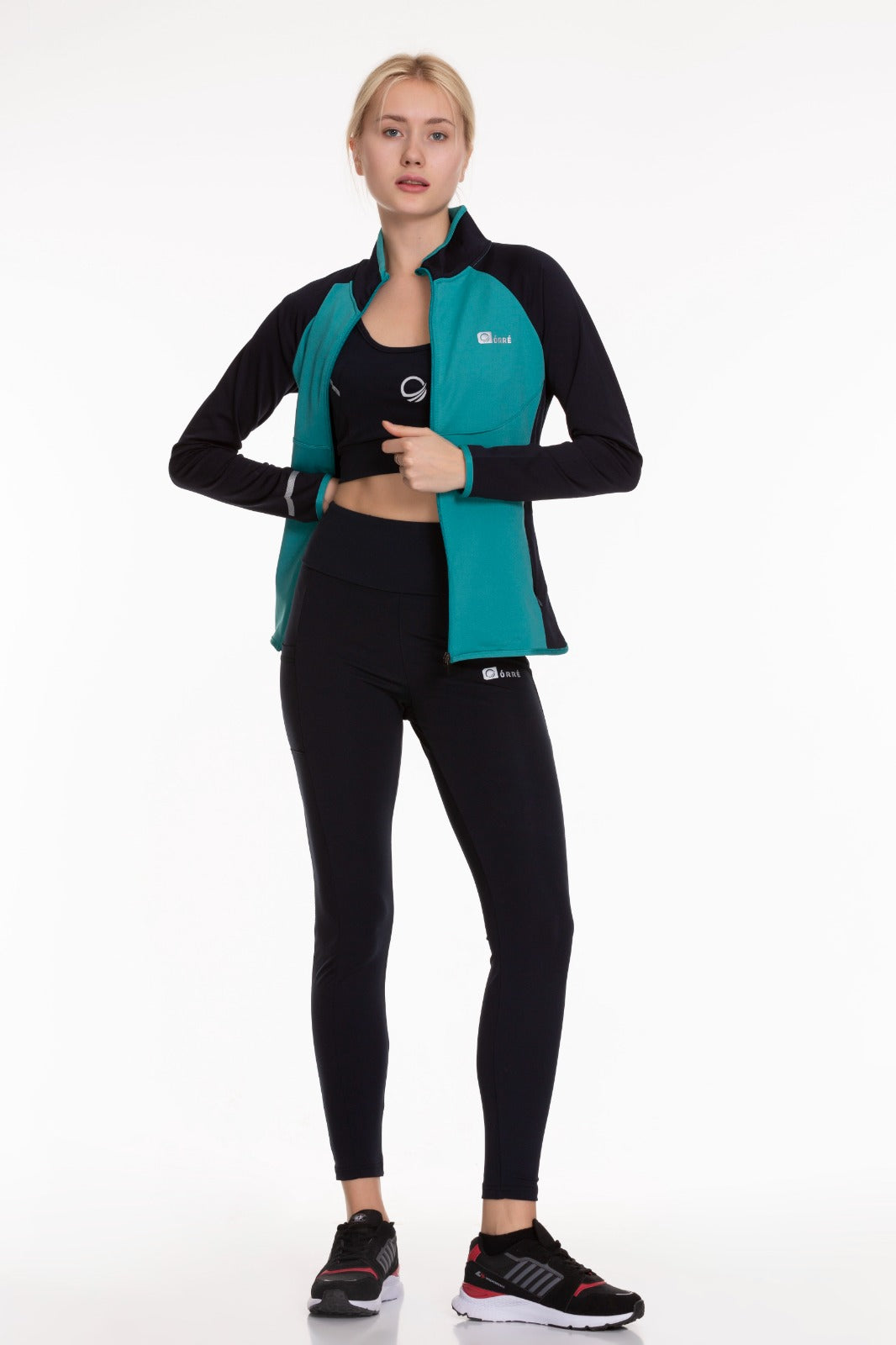 3 Piece Sport Set Women Sport Fitness Workout Gym Suit (CYAN/NAVY)