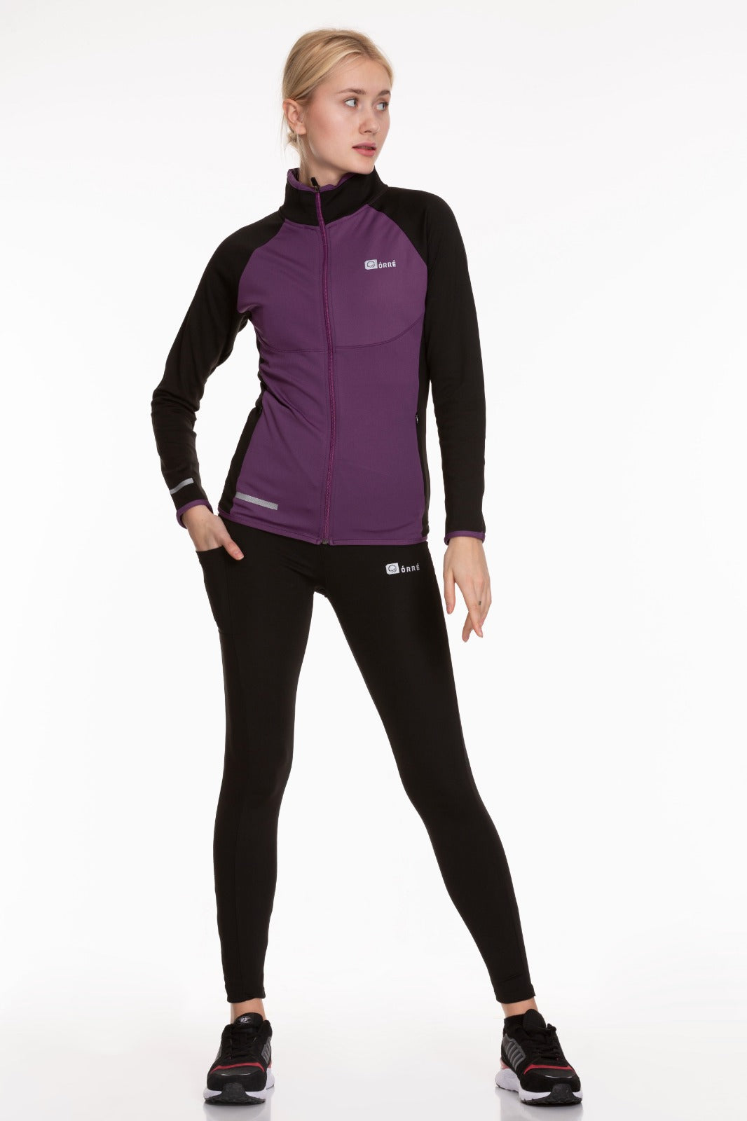 3 Piece Sport Set Women Sport Fitness Workout Gym Suit (PURPLE/BLACK)