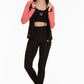 3 Piece Sport Set Women Sport Fitness Workout Gym Suit (BLACK/PINK)