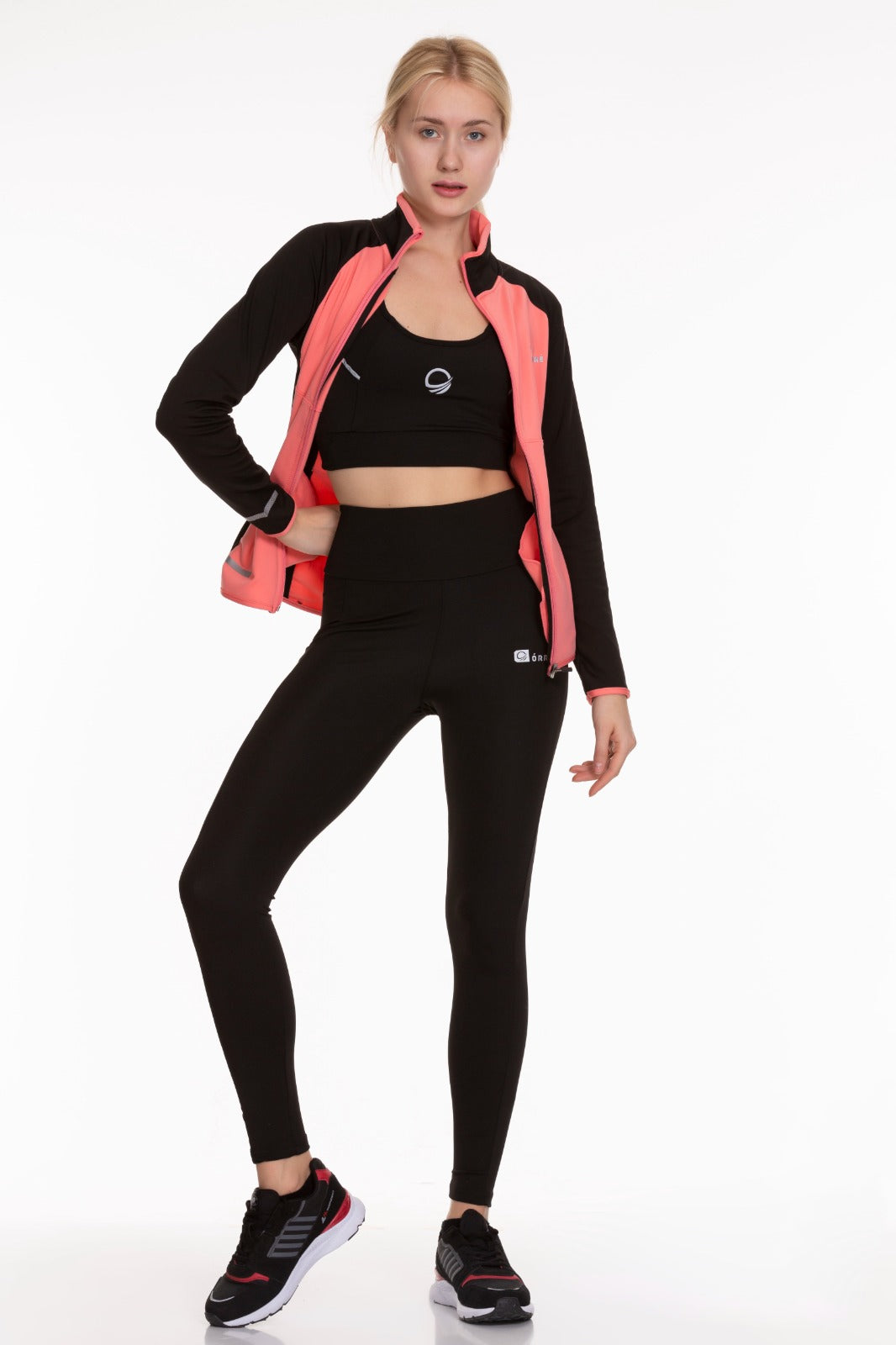 3 Piece Sport Set Women Sport Fitness Workout Gym Suit (PINK/BLACK)